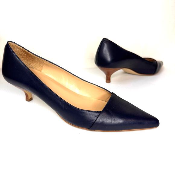 Talbots Shoes - TALBOTS Kitten Heels Womens 9 Pippa Vamp Wrap Navy Blue Pumps Classic Workwear